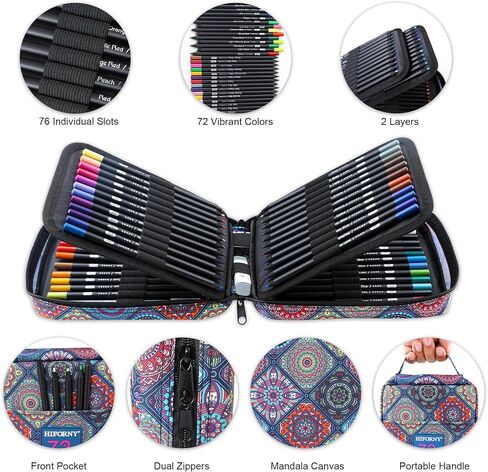 HIFORNY 78 Pack Premium Black Edition Colored Pencils Set for Adults Coloring – 72 Coloring Pencils with Extras,Artists Soft Core,Art Supplies for Adults Beginners in Kuwait