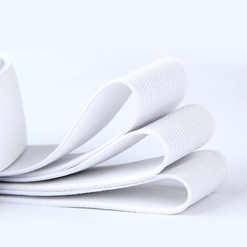 شريط مطاطي لخياطة حزام الخصر - 1 بوصة 43 ياردة مطاط لخياطة حزام الخصر، مرونة عالية مرنة للخياطة، شريط مطاطي سميك عالي التحمل للسراويل والشعر المستعار والملابس والحرف اليدوية in Kuwait