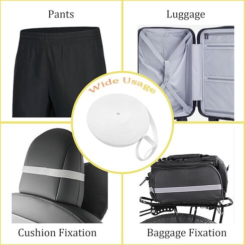 شريط مطاطي لخياطة حزام الخصر - 1 بوصة 43 ياردة مطاط لخياطة حزام الخصر، مرونة عالية مرنة للخياطة، شريط مطاطي سميك عالي التحمل للسراويل والشعر المستعار والملابس والحرف اليدوية in Kuwait