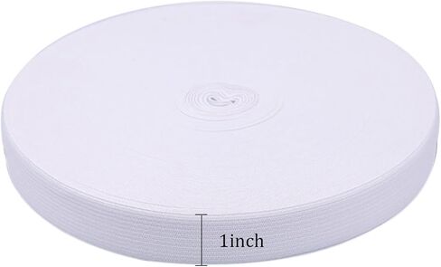 شريط مطاطي لخياطة حزام الخصر - 1 بوصة 43 ياردة مطاط لخياطة حزام الخصر، مرونة عالية مرنة للخياطة، شريط مطاطي سميك عالي التحمل للسراويل والشعر المستعار والملابس والحرف اليدوية in Kuwait