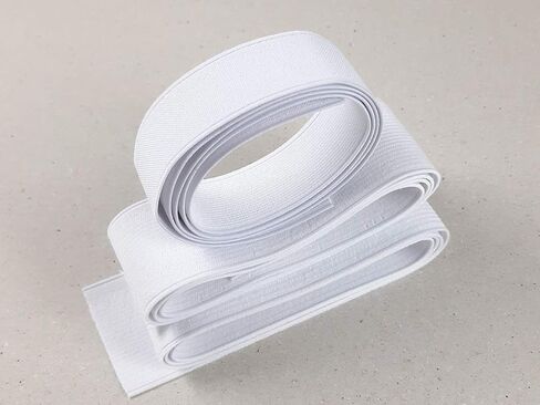 White 3 Yards Mix Size (2", 1-1/2", 1") Inch Knit Elastic Sewing Bands for Craft Fabric Cloth Webbing Garment Trousers Costumes Garment Waistband Pants Bags DIY Spool in Kuwait
