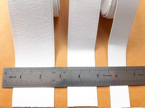White 3 Yards Mix Size (2", 1-1/2", 1") Inch Knit Elastic Sewing Bands for Craft Fabric Cloth Webbing Garment Trousers Costumes Garment Waistband Pants Bags DIY Spool in Kuwait