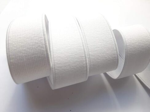 White 3 Yards Mix Size (2", 1-1/2", 1") Inch Knit Elastic Sewing Bands for Craft Fabric Cloth Webbing Garment Trousers Costumes Garment Waistband Pants Bags DIY Spool in Kuwait