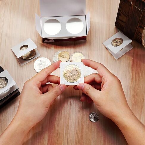 حامل العملات المعدنية من الورق المقوى CH01،300 قطعة من TOMLOV، 6 أحجام من العملات المعدنية للمجمعين، تتضمن دباسة صغيرة، مجموعة عملات ورقية من الورق للعملات المعدنية للبنس/الدايم/النيكل/الربع/نصف دولور/دولور/دولور الفضية in Kuwait