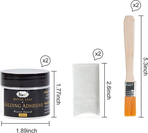Gilding Adhesive, Gold Leaf Adhesive Kit, 50ml Gilding Epoxy Glue and 50ml Varnish, Water-Based Top Coat for Professional Craft Use in Kuwait