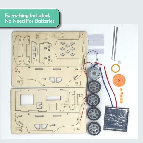 تيني وتايو - اصنع سيارة تعمل بالطاقة الشمسية | مجموعة العلوم والتكنولوجيا والهندسة والرياضيات للأطفال | بناء ودهان سيارة خشبية | الأعمار 4-8، 8-12 | لغز تعليمي خشبي ثلاثي الأبعاد للأولاد والبنات in Kuwait