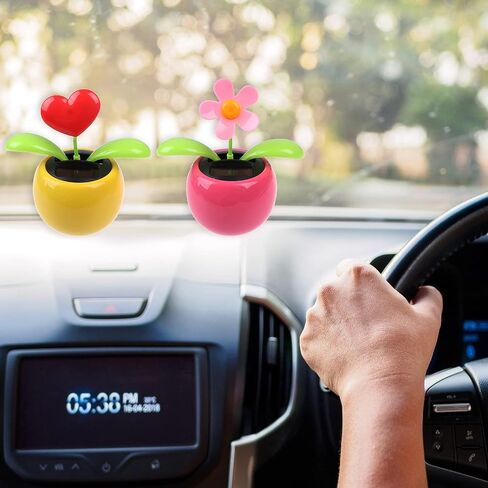 4 Solar Dancing Bee Toy Solar Powered Dancing Sun Flower in Colorful Pots Swinging Daisy Flip Flap Animated Bobblehead Dancer Window Rose Sun Catcher Car Dashboard Decor Portable Suncatchers in Kuwait