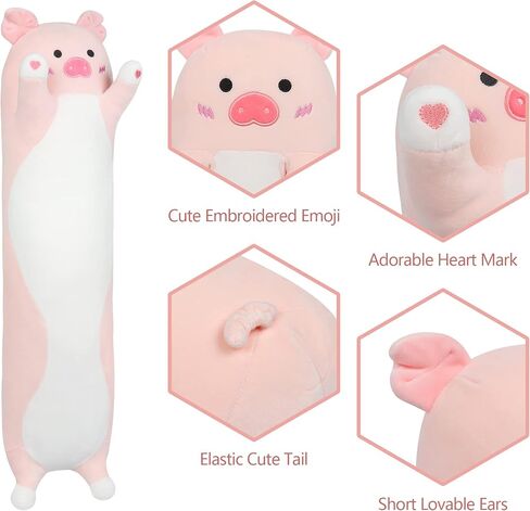 achwishap خنزير أفخم وسادة 19.6"، خنزير وردي محشوة الحيوان، وسادة قطيفة جميلة، لطيف خنزير النوم المعانقة الجسم الوسائد، وسادة الحبيبة لعبة هدية في عيد ميلاد أو عيد الميلاد للأطفال والفتيان والفتيات in Kuwait