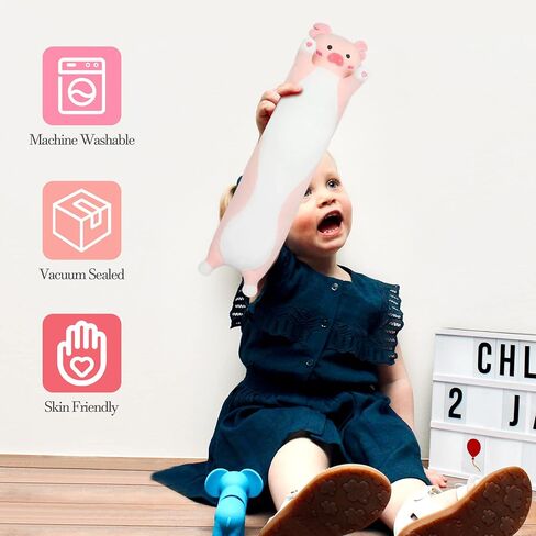 achwishap خنزير أفخم وسادة 19.6"، خنزير وردي محشوة الحيوان، وسادة قطيفة جميلة، لطيف خنزير النوم المعانقة الجسم الوسائد، وسادة الحبيبة لعبة هدية في عيد ميلاد أو عيد الميلاد للأطفال والفتيان والفتيات in Kuwait