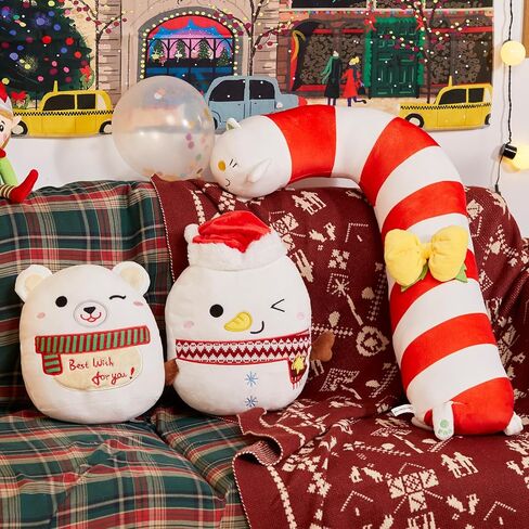 12-Inch Polar Bear Plush Pillow, Polar Bear Stuffed Animal Toy with Scarf, White Bear Plush Throw Pillow for Kids Teens Home Decor in Kuwait