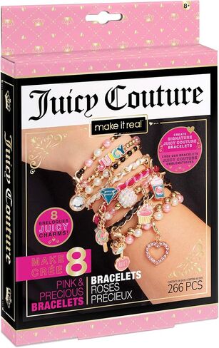 Make It Real - Juicy Couture Pink and Precious Bracelets - DIY Charm Bracelet Making Kit - Friendship Bracelet Kit with Charms, Beads & Cords - Arts & Crafts Bead Kit for Girls - Makes 8 Bracelets in Saudi Arabia