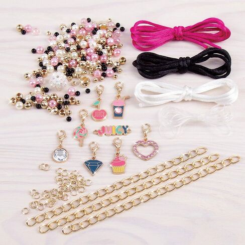 Make It Real - Juicy Couture Pink and Precious Bracelets - DIY Charm Bracelet Making Kit - Friendship Bracelet Kit with Charms, Beads & Cords - Arts & Crafts Bead Kit for Girls - Makes 8 Bracelets in Saudi Arabia