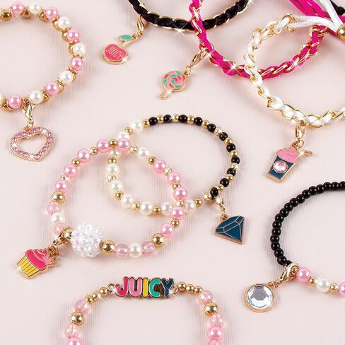 Make It Real - Juicy Couture Pink and Precious Bracelets - DIY Charm Bracelet Making Kit - Friendship Bracelet Kit with Charms, Beads & Cords - Arts & Crafts Bead Kit for Girls - Makes 8 Bracelets in Saudi Arabia