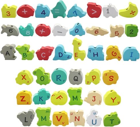BMTOYS مونتيسوري التعليمية خيوط اللعب الخشبية التوتير حيوانات المزرعة الفواكه جلد الخرز لعبة ما قبل المدرسة للأطفال الصغار 3 4 5 سنوات من العمر بنين بنات in Kuwait