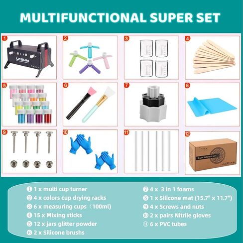 6 Cup Turner for Crafts Tumbler,Multi Tumbler Spinner Machine Kit,Tumbler Turner DIY Glitter Epoxy Resin Tumblers in Kuwait