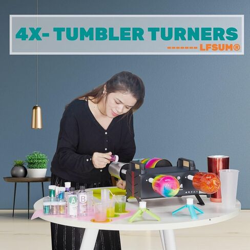 6 Cup Turner for Crafts Tumbler,Multi Tumbler Spinner Machine Kit,Tumbler Turner DIY Glitter Epoxy Resin Tumblers in Kuwait