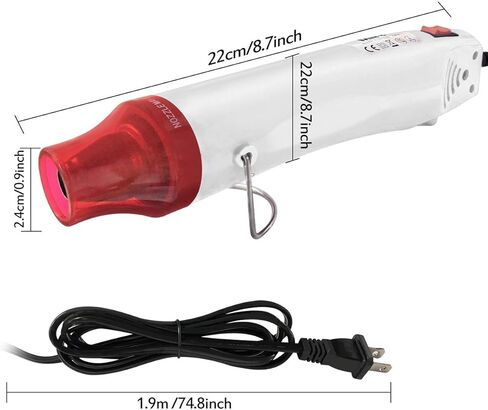 مسدس حراري صغير من Mlife - 300 وات - أداة تسخين مزدوجة الحرارة مع سلك طاقة بطول 6.5 قدم لأكواب راتينج الأكريليك DIY ونقش الانكماش وتغليف الطلاء وتجفيف الحرف الإلكترونية DIY (رمادي فاتح) in Kuwait