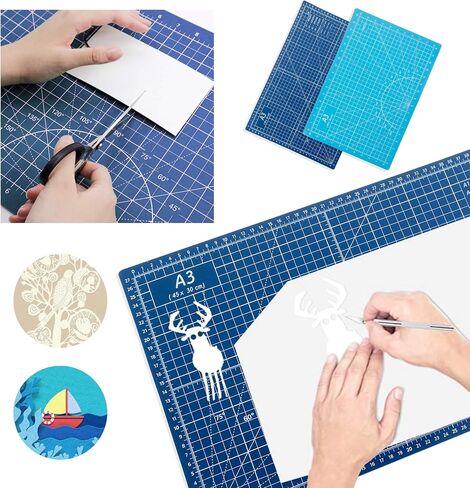 TCAIRG Self Healing Cutting Mat 18"x12" Non-Slip PVC Double Sided 5-Ply A3 Art Craft Rotating Mat,Sewing Crafts Hobby Fabric Precision Scrapbooking Project(Blue/Light blue) in Kuwait