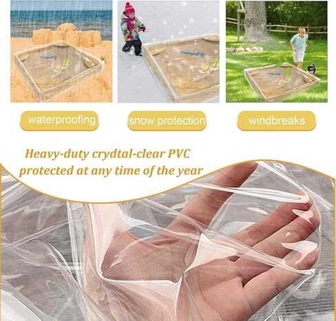 غطاء رمل خارجي من IndigoTempest9، غطاء كريستالي شفاف عالي التحمل مع رباط مقاوم للماء وواقي ضد الغبار للأطفال في حديقة الألعاب لصندوق الرمل (48 بوصة طول × 48 عرض × 8 بوصة ارتفاع) in Kuwait