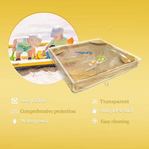 غطاء رمل خارجي من IndigoTempest9، غطاء كريستالي شفاف عالي التحمل مع رباط مقاوم للماء وواقي ضد الغبار للأطفال في حديقة الألعاب لصندوق الرمل (48 بوصة طول × 48 عرض × 8 بوصة ارتفاع) in Kuwait