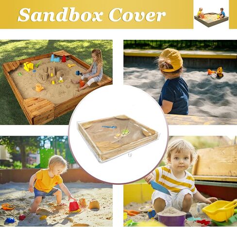 غطاء رمل خارجي من IndigoTempest9، غطاء كريستالي شفاف عالي التحمل مع رباط مقاوم للماء وواقي ضد الغبار للأطفال في حديقة الألعاب لصندوق الرمل (48 بوصة طول × 48 عرض × 8 بوصة ارتفاع) in Kuwait