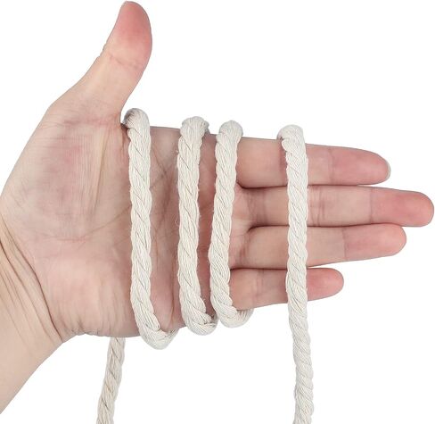 jijAcraft 1/4 Inch Nautical Cotton Rope Crafts, 6mm x 98Feet Clothes line Rope for Outdoor,3 Ply White Rope Cord Unbleached Rope, Macrame Cord Rope for Clothesline, Baskets, Hangings Pots, Pet, Toys in Kuwait