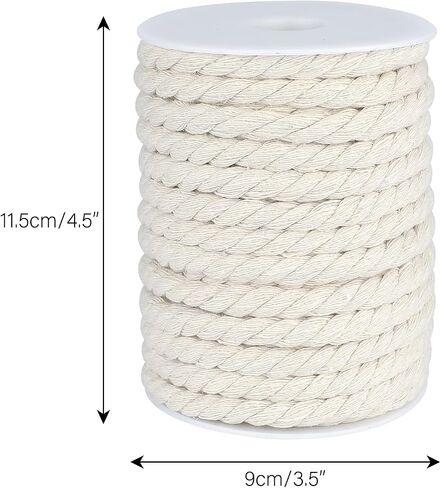 jijAcraft 1/4 Inch Nautical Cotton Rope Crafts, 6mm x 98Feet Clothes line Rope for Outdoor,3 Ply White Rope Cord Unbleached Rope, Macrame Cord Rope for Clothesline, Baskets, Hangings Pots, Pet, Toys in Kuwait