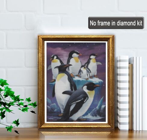 مجموعات الطلاء الماسي 5D من Jungobiu للبالغين من البطريق، مجموعات فنية ماسية ذاتية الصنع، طلاء دائري كامل مع خرز فسيفساء الماس، طلاء حسب الرقم ديكور المنزل 30 × 40 سم in Kuwait