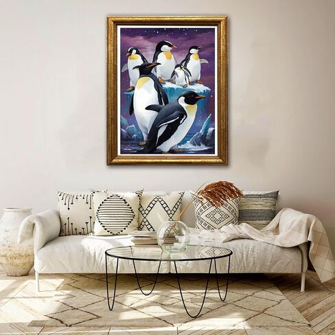 مجموعات الطلاء الماسي 5D من Jungobiu للبالغين من البطريق، مجموعات فنية ماسية ذاتية الصنع، طلاء دائري كامل مع خرز فسيفساء الماس، طلاء حسب الرقم ديكور المنزل 30 × 40 سم in Kuwait