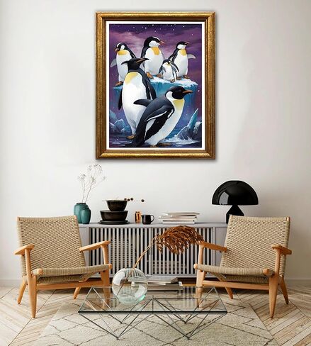 مجموعات الطلاء الماسي 5D من Jungobiu للبالغين من البطريق، مجموعات فنية ماسية ذاتية الصنع، طلاء دائري كامل مع خرز فسيفساء الماس، طلاء حسب الرقم ديكور المنزل 30 × 40 سم in Kuwait