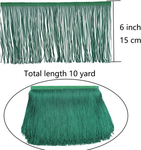 Black Fringe Trim Tassel Sewing Trim 6Inch Width 10 Yards Long for Clothes Accessories Latin Wedding Dress DIY Lamp Shade Decoration (Black) in Saudi Arabia