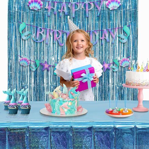 GREATRIL Iridescent Party Table Cloths Disposable 54'' x 108'' - 2 Packs in Kuwait