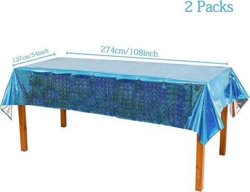 GREATRIL Iridescent Party Table Cloths Disposable 54'' x 108'' - 2 Packs in Kuwait
