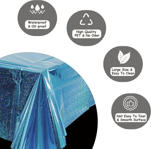 GREATRIL Iridescent Party Table Cloths Disposable 54'' x 108'' - 2 Packs in Kuwait