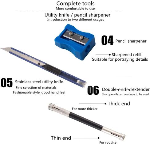 نيوني مجموعة اقلام رسم، تغليف صندوق معدني، بما في ذلك اقلام الجرافيت واقلام الفحم وجذوع المزج وغيرها من ادوات الرسم (مجموعة مكونة من 29 قطعة). in Kuwait