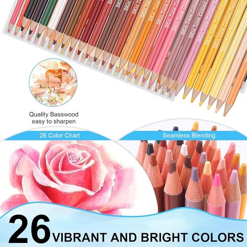 مجموعة أقلام رصاص ملونة من SwiftBuyo 72 لونًا للبشرة، أقلام رصاص ملونة تعتمد على الزيت لتلوين رسم وتظليل الرسم للبالغين، أقلام تلوين احترافية لوازم فنية للفنانين البالغين والمبتدئين والأطفال in Kuwait