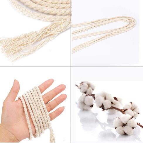 Macrame Cord 4mm x 240yd | 100% Natual Cotton Macrame Rope | 3 Strand Twisted Cotton Cord for Handmade Plant Hanger Wall Hanging Craft Making in Kuwait