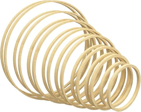 Worown 6 Pack Bamboo Floral Hoops, 3 Size Wooden Floral Wreath Rings for Making Wedding Wreath Decor and Wall Hanging Crafts (8, 10, 12 Inch) in Saudi Arabia