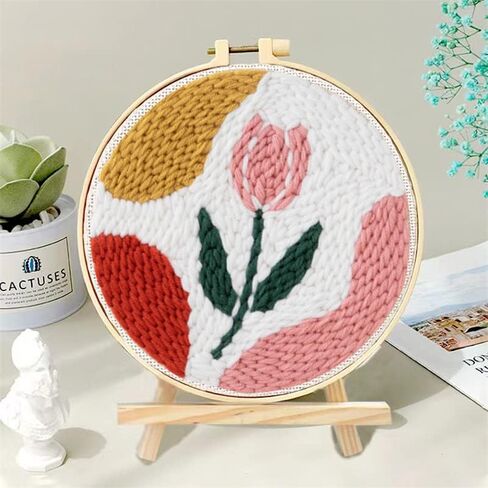 Boston Terrier Dog Punch Needle Starter Kits for Beginner Cartoon Pattern Printed Embroidery Kit Yarn DIY Easy Punch Hoop for Adults Kids Craft Home Ornament Decoration 20x20cm in Saudi Arabia