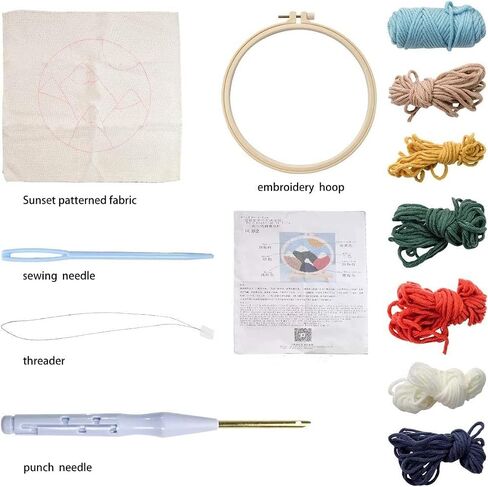 Boston Terrier Dog Punch Needle Starter Kits for Beginner Cartoon Pattern Printed Embroidery Kit Yarn DIY Easy Punch Hoop for Adults Kids Craft Home Ornament Decoration 20x20cm in Saudi Arabia