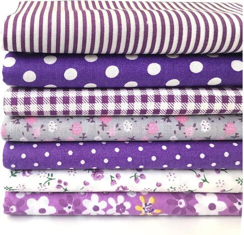 Quilting Fabric Misscrafts 7pcs 50 x 50cm Cotton Fabric DIY Making Supplies Craft Patchwork Fabric Bundle Fat Quarter Pre-Cut Quilt Squares for DIY Sewing Scrapbooking (Blue) in Kuwait