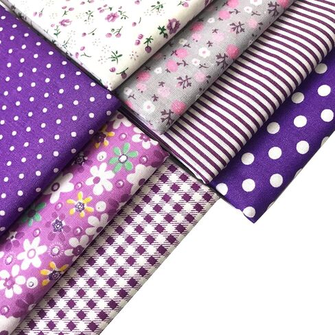 Quilting Fabric Misscrafts 7pcs 50 x 50cm Cotton Fabric DIY Making Supplies Craft Patchwork Fabric Bundle Fat Quarter Pre-Cut Quilt Squares for DIY Sewing Scrapbooking (Blue) in Kuwait