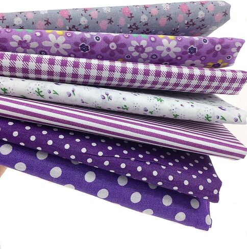 Quilting Fabric Misscrafts 7pcs 50 x 50cm Cotton Fabric DIY Making Supplies Craft Patchwork Fabric Bundle Fat Quarter Pre-Cut Quilt Squares for DIY Sewing Scrapbooking (Blue) in Kuwait