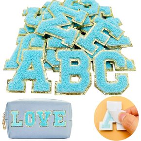Jongdari Chenille Letter Patches Self Adhesive Letters,Iron on Letters for Clothing, 26pcs Varsity Fuzzy Patch Letters Glitter Stick on Letters - Black in Kuwait