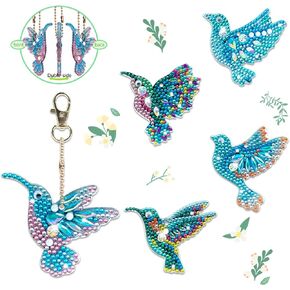 Sonsage 6 Pcs Butterfly Hanging Diamond Art Kit Double Sided Keychains Kit Key Chains Craft DIY Animal Key Ring Paint with Diamonds Dots Pendant Present Decor for Adults Teens