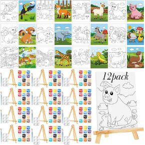 Zhanmai 12 Pack Pre Drawn Canvas for Painting Sip and Paint Kit 8" x 10" Paint Party Set Canvas Painting Pre Printed Canvases for Party Favor DIY Virtual Adult's Date Night (Summer Color)