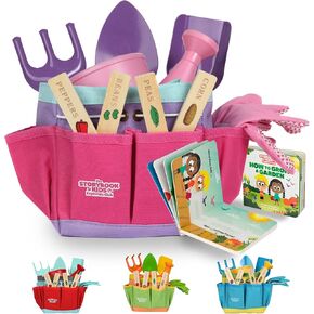 Kids Gardening Set – Toddler Gardening Kit Includes Watering Can for Kids, Shovel, Rake, Plant Stakes, Kids Gardening Gloves, Tote Bag & STEM Learning Gardening Guide Book - Garden Tool Set RED in Saudi Arabia