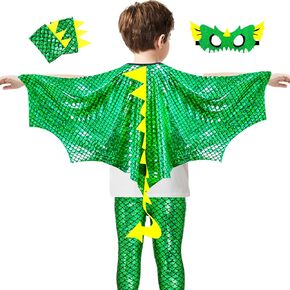 iROLEWIN Dragon-Wings-زي للأطفال الصغار ديناصور زي دينو فستان الرأس قناع وطماق حفلة عيد ميلاد تفضل اللعب in Kuwait