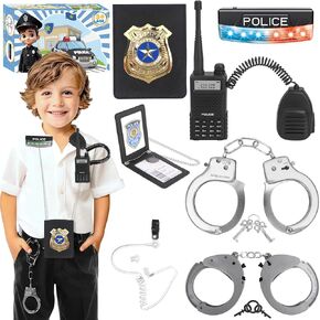 IVENRXIU Police Costume for Kids, 20Pcs Police Officer Costume Pretend Play Toy with Police Accessories and Storage Bag, Kids Halloween Costumes for Girls Boys Role-playing, Cosplay, Themed Parties in Kuwait
