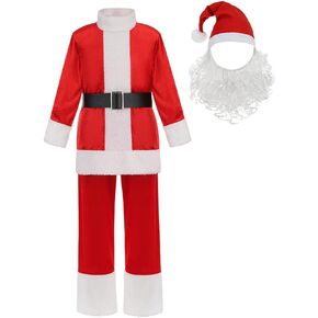 yolsun Deluxe Kids Santa Claus Costume Green Monster Christmas Costume for Boys Girls X-mas Party Dress up